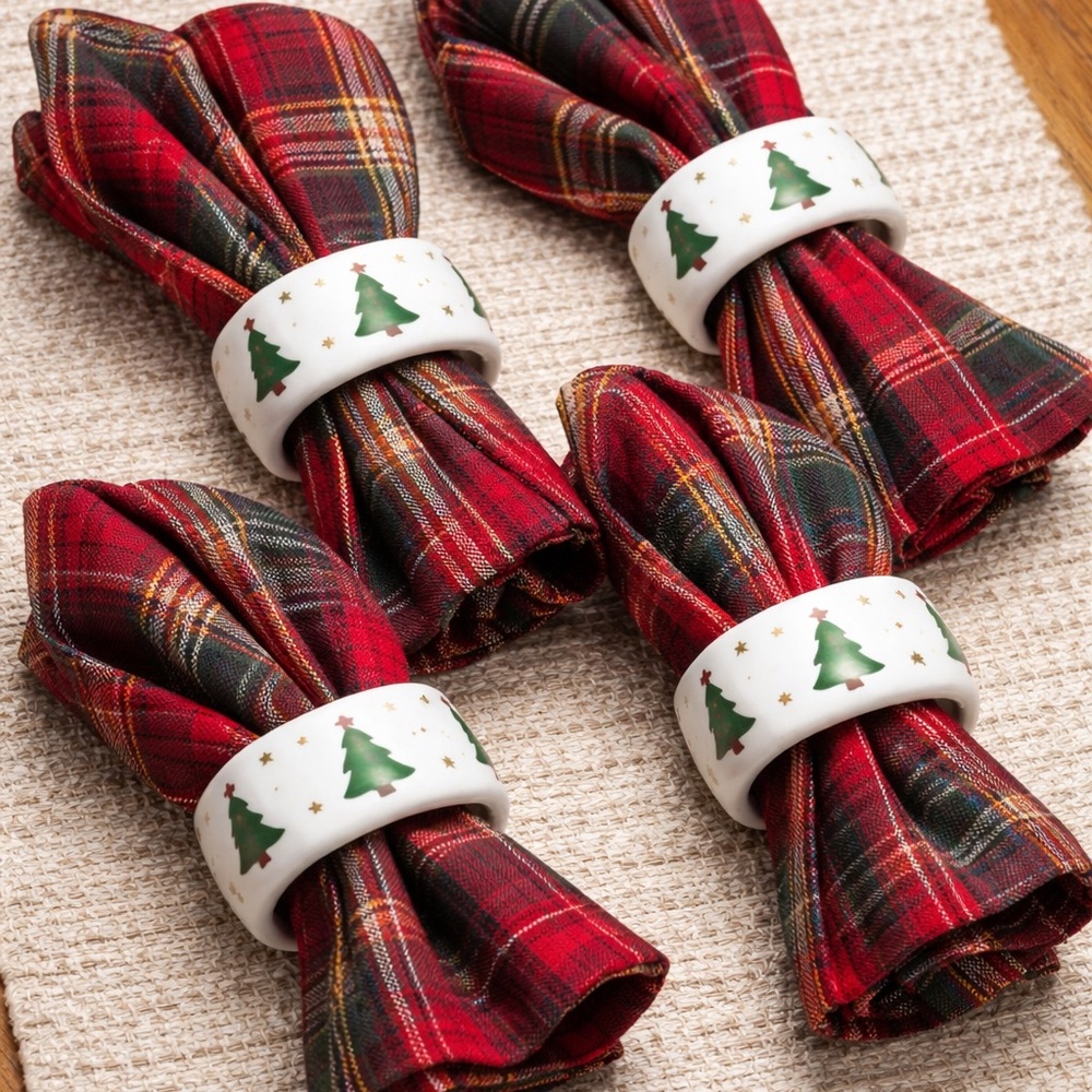 Festive Ceramic Napkin Tree Rings